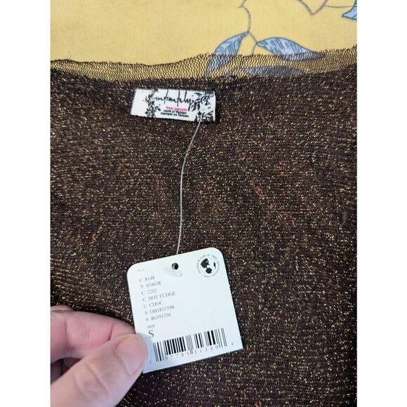 NEW FREE PEOPLE LATE NIGHT DISCO SEQUIN LAYERING TOP BROWN SZ SMALL - Picture 3 of 5